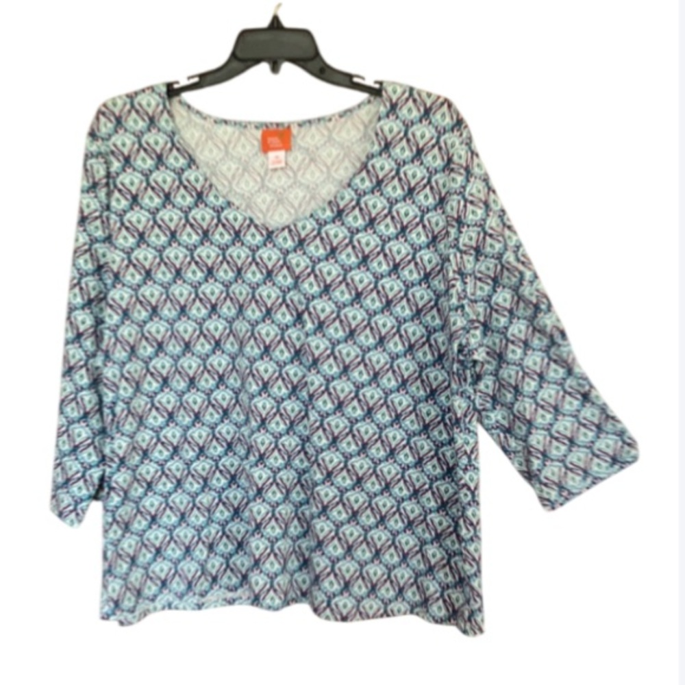 Hearts of Palm print top with stretch 3X